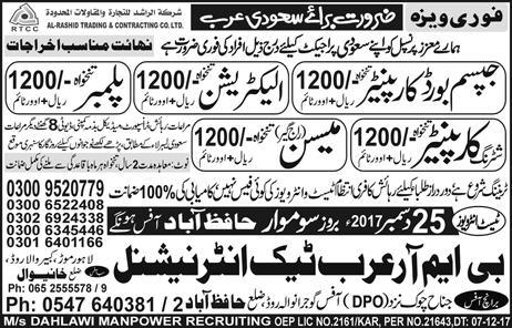 Carpainter Saudi Arabia Jobs Express Newspaper 23 December 2017