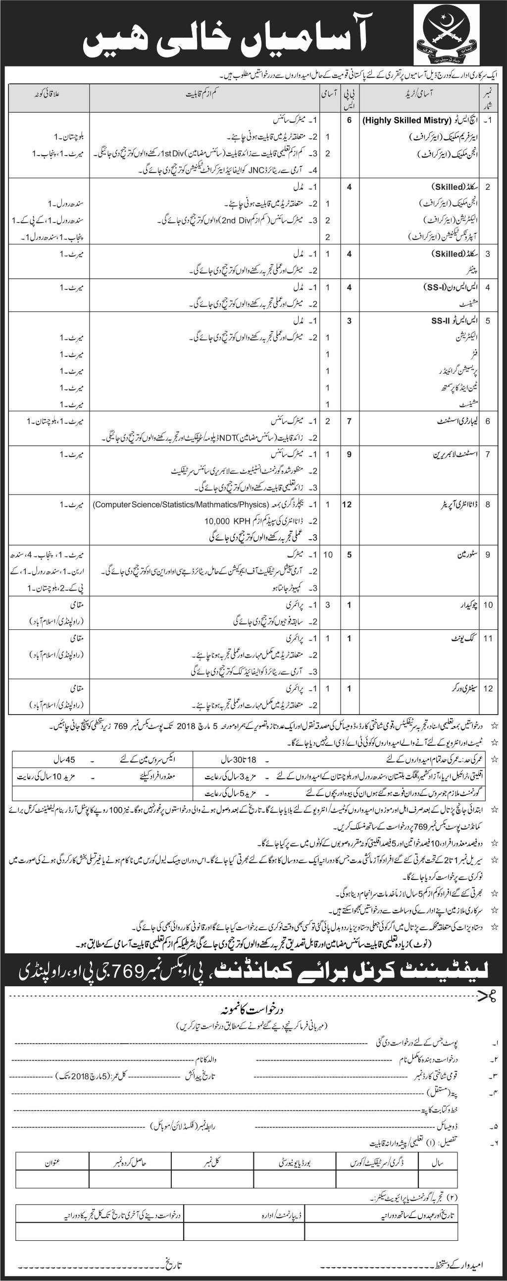 Job Opportunity in Pak Army, 20th February 2018 Daily Express Newspaper
