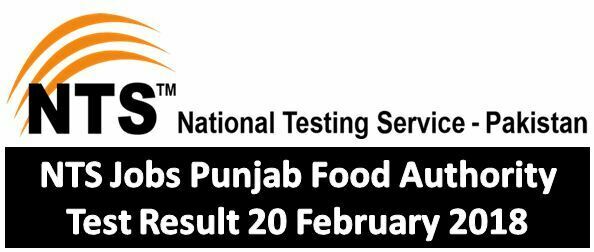 NTS Jobs Punjab Food Authority Test Result 20 February 2018