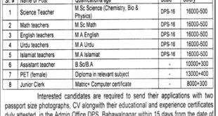 District Public School Minchanabad Campus New Jobs 15th February 2018 Daily Jang Newspaper