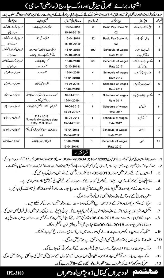 Jobs in Irrigation Department Lodhran Daily Express Newspaper 14 March 2018