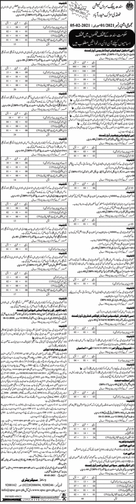 SPSC Jobs 2021 Consolidated Advertisement 1/2021 Apply Online