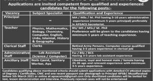 Army Public Schools & Colleges (APSC) Batrasi Jobs March 2021 Muzaffarabad